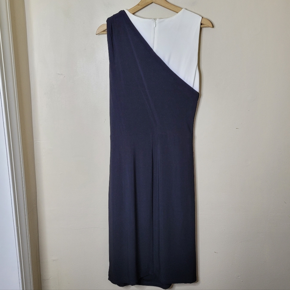 Lauren Ralph Lauren Black & White Draped Cocktail Dress Size 14 - Picture 4 of 5